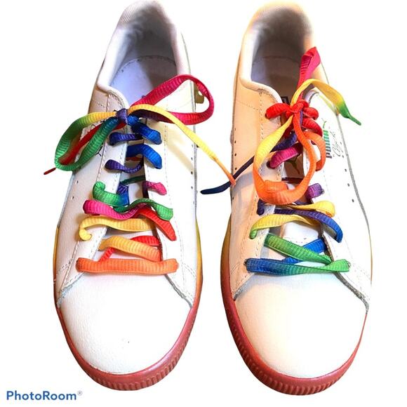 Puma Clyde Pride Shoes Mens sz 6 Rainbow Casual Sneakers LGBTQ 365742-01 - Picture 2 of 13